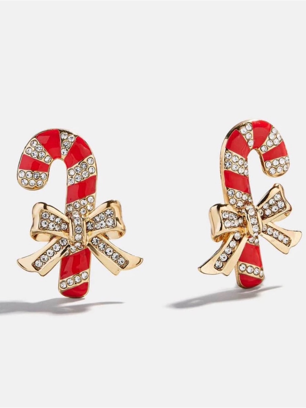BaubleBar Red and Gold Candy Cane Bow Earrings